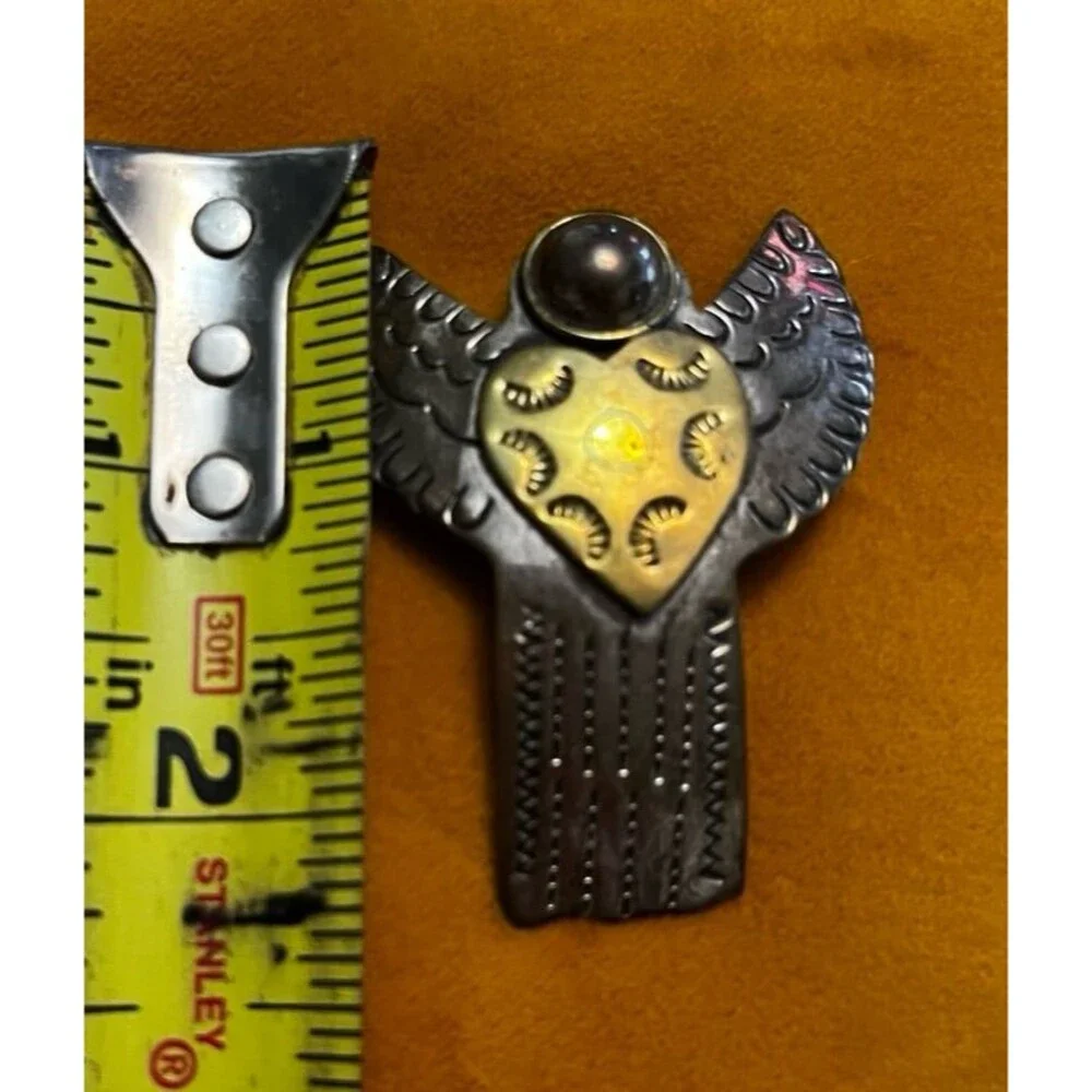 Sterling Silver Guardian Angel Pin Brooch Also Pendant for necklace. 925 Mexico